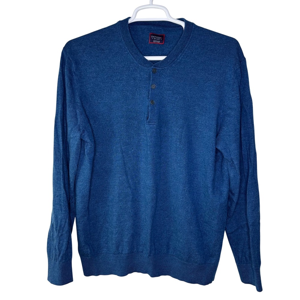 UNTUCKit Travis Henley Sweater Mens XXL Blue 100% Merino Wool Long Sleeve EUC
